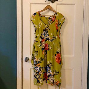 Anthropologie Moulinette Soeurs Chartreuse Shoots Spring Silk Dress, size 8